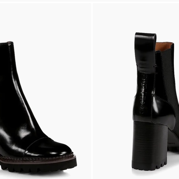 See by Chloe Women’s Mallory Lug-Sole Leather Boots, Color Black, Size EU 40 - Picture 7 of 8